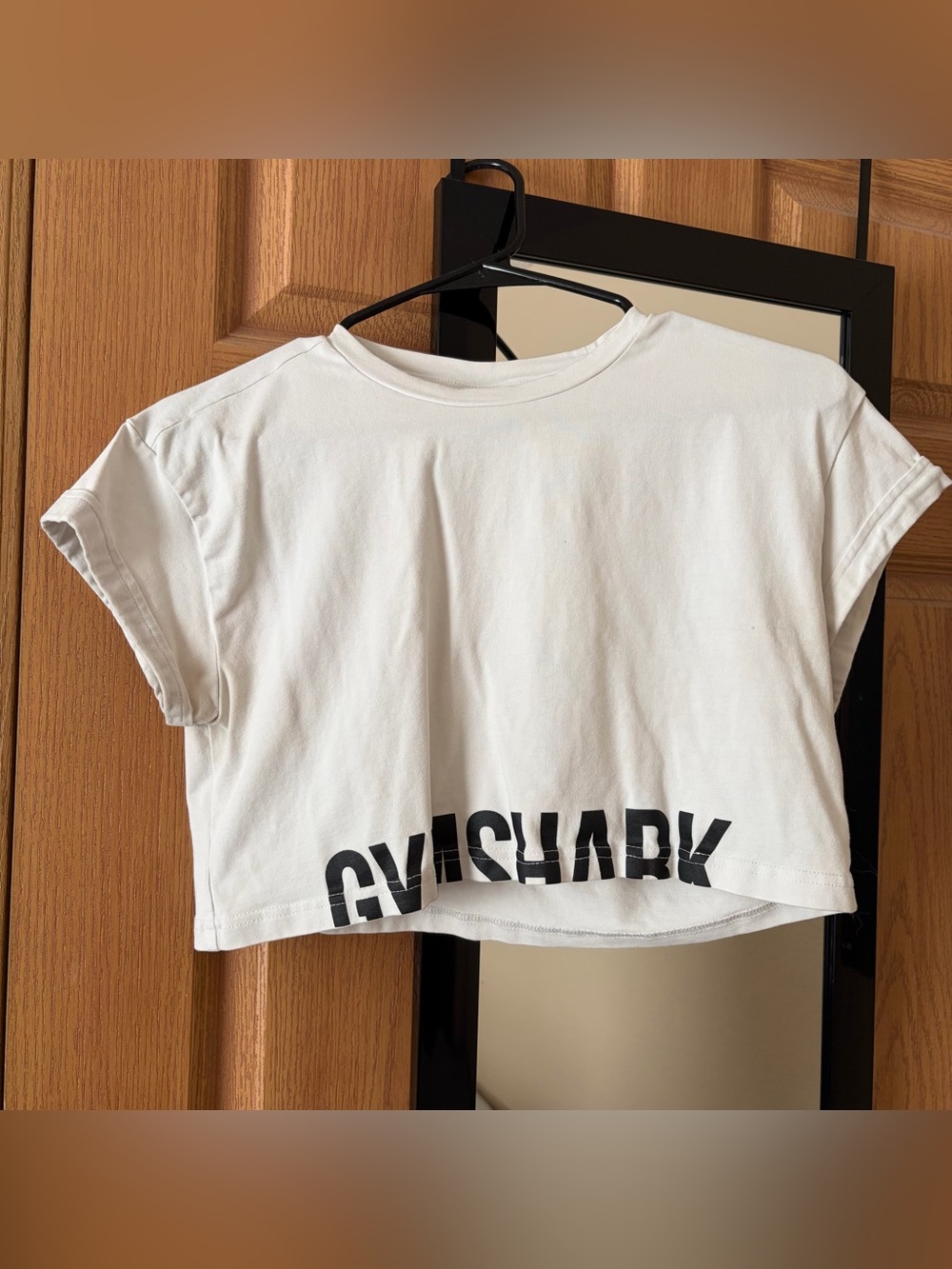 Gymshark White Crop Tee with Black Logo